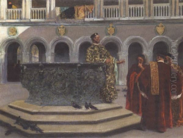 Le Puits Au Palais De Doges Oil Painting by Jean Joseph Benjamin Constant