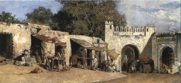 An Arabian Market Oil Painting by Jean Joseph Benjamin Constant