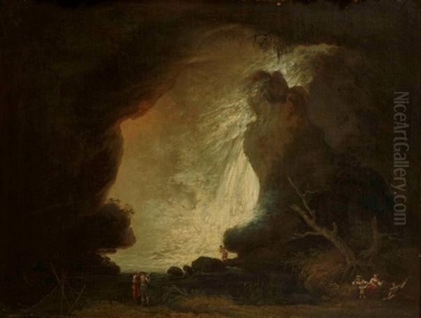 Jeunes Femmes Pres D'une Cascade Oil Painting by Jean Antoine Constantin D'Aix