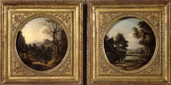 Paysage (+ Another; Pair) Oil Painting by Jean Antoine Constantin D'Aix