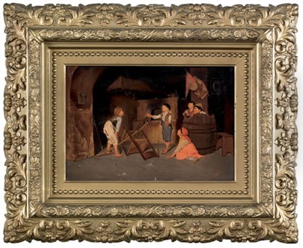 Scene Of Children Playing Blind Man's Bluff Oil Painting by Giovanni Constantini