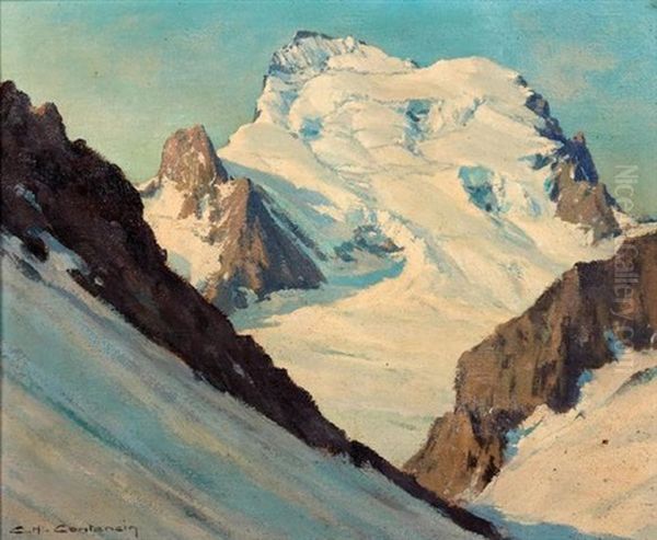 Les Ecrins Enneiges Oil Painting by Charles Henry Contencin