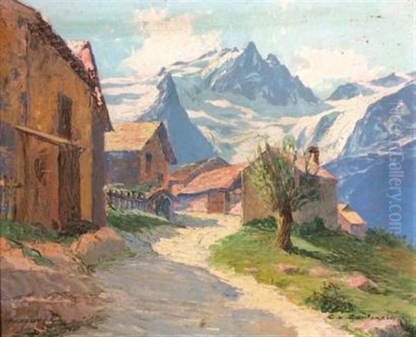 La Meige Depuis Le Village Du Chazelet Oil Painting by Charles Henry Contencin