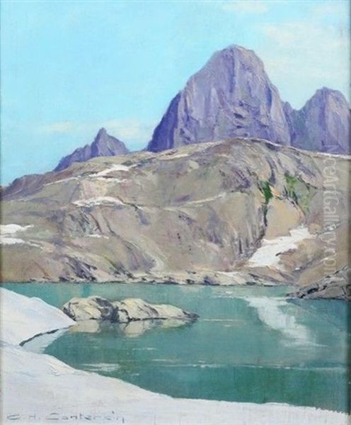 Le Lac Noir Et Le Pouce Oil Painting by Charles Henry Contencin