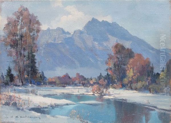 Fin D'hiver En Valais Oil Painting by Charles Henry Contencin