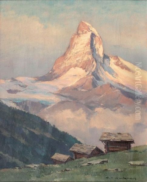 Le Cervin Oil Painting by Charles Henry Contencin