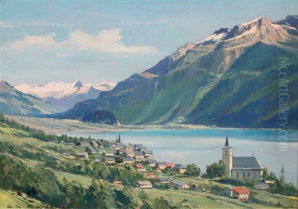 Lac De Brienz Oil Painting by Charles Henry Contencin