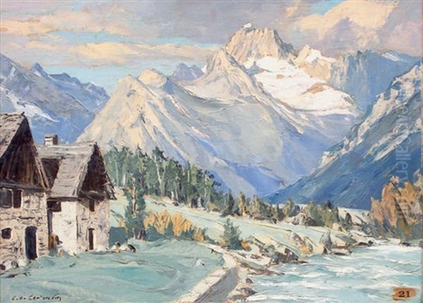 Les Etages Et Les Ecrins Oil Painting by Charles Henry Contencin