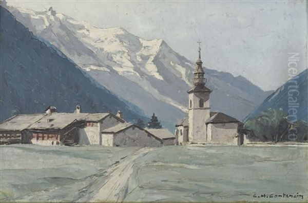 Argentiere Et Le Mont Blanc Oil Painting by Charles Henry Contencin