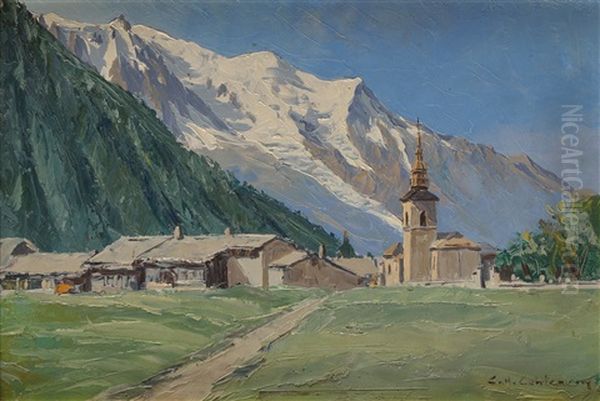 Argentiere Et Le Mont Blanc Oil Painting by Charles Henry Contencin