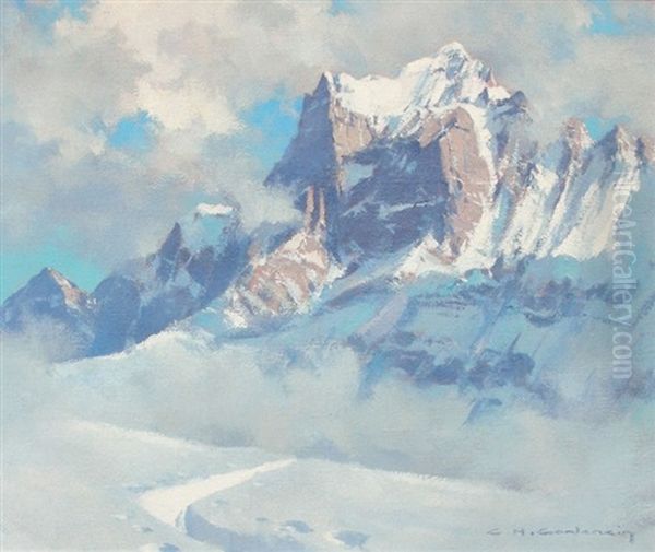 Le Wetterhorn Oil Painting by Charles Henry Contencin