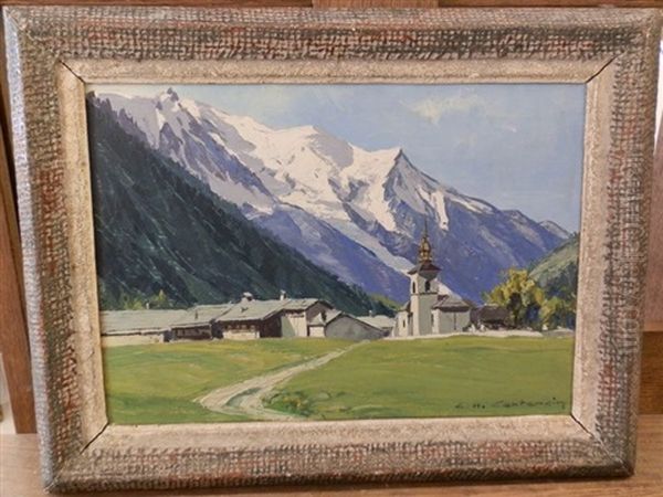 Argentiere Et Le Mont Blanc Oil Painting by Charles Henry Contencin