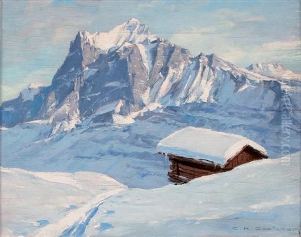 Le Wetterhorn Oil Painting by Charles Henry Contencin