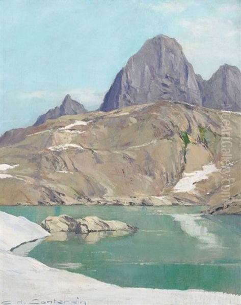 Lac Noire Et Le Pouce Oil Painting by Charles Henry Contencin