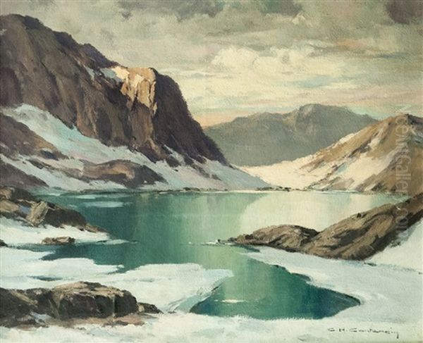 Le Lac Carre. Massif De Belledonne. Oil Painting by Charles Henry Contencin