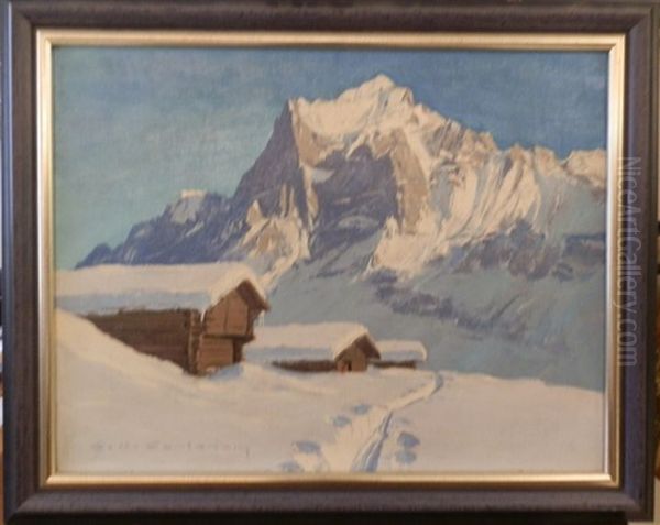 Chalet En Montagne Oil Painting by Charles Henry Contencin