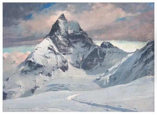 Face Ouest Du Cervin Oil Painting by Charles Henry Contencin