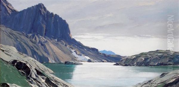 Lac Cornu - Environs De Chamonix Oil Painting by Charles Henry Contencin