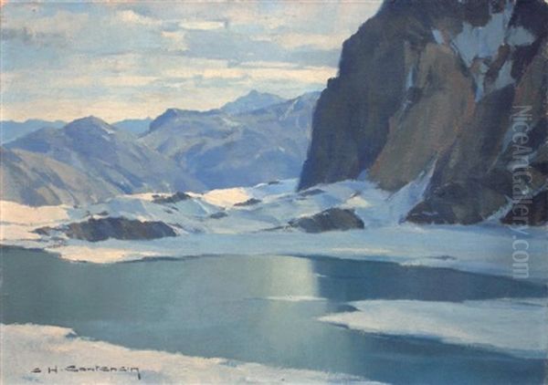 Lac De Montagne Oil Painting by Charles Henry Contencin