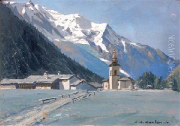 Argentieres Et Le Mont Blanc Oil Painting by Charles Henry Contencin