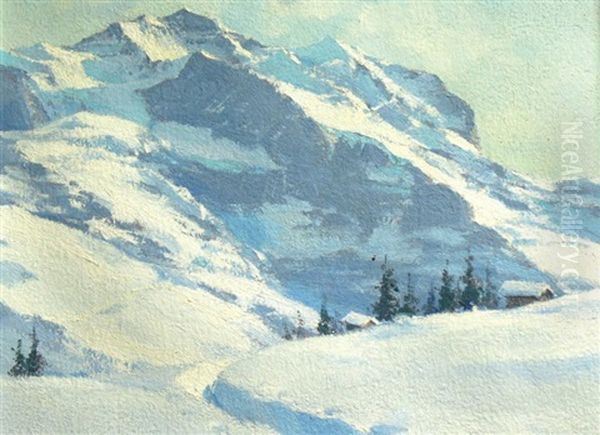 Vue De La Jungfraw Oil Painting by Charles Henry Contencin