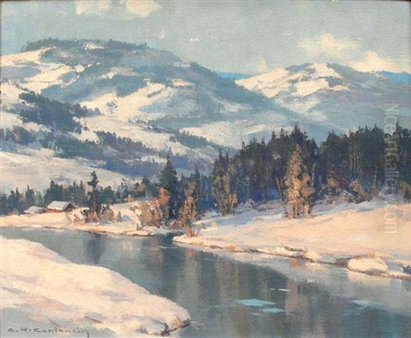 Environs De Chambery Oil Painting by Charles Henry Contencin