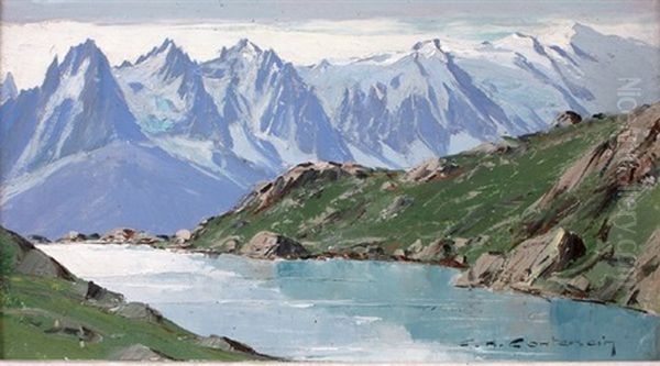 Sur Le Chemin Du Lac Blanc Oil Painting by Charles Henry Contencin