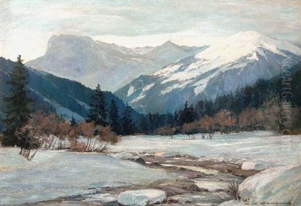 Fin D'hiver - Val De Montjoie Oil Painting by Charles Henry Contencin