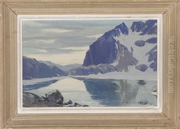 Winter Glacier - Mountain Landscape Oil Painting by Charles Henry Contencin