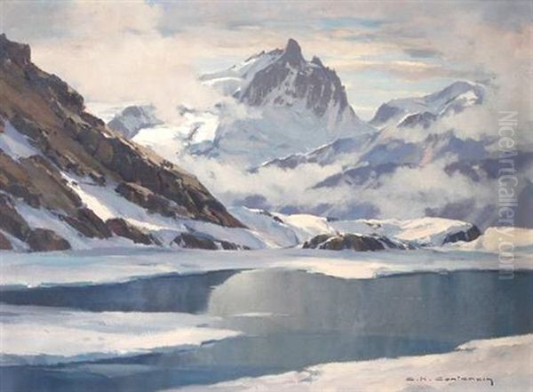 Lac Lerie Et La Meige Oil Painting by Charles Henry Contencin