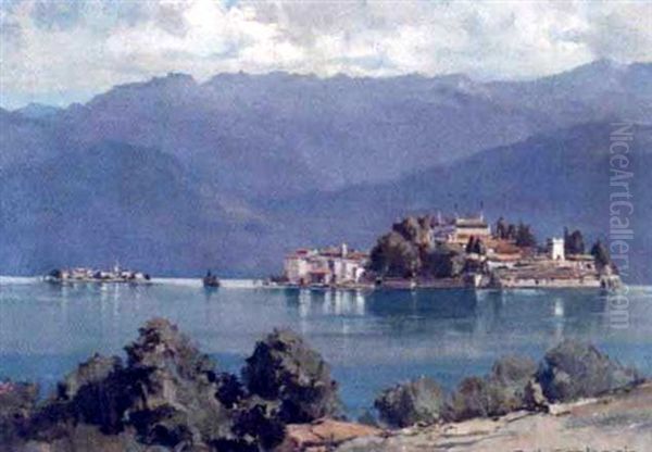 Sur Le Lac Majeure Oil Painting by Charles Henry Contencin