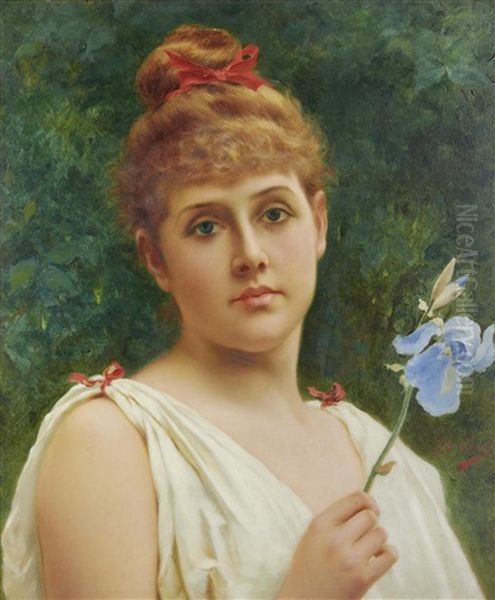 Iris Oil Painting by Tito Conti