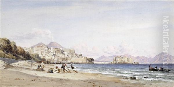 Naples From Mergellina With The Castel Dell'ovo And Vesuvius Beyond Oil Painting by Edward William Cooke