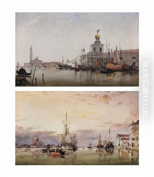 The Dogana Di Mare With San Giorgio Maggiore Beyond (+ The Canale Della Giudecca With The Redentore Beyond.; Pair) Oil Painting by Edward William Cooke