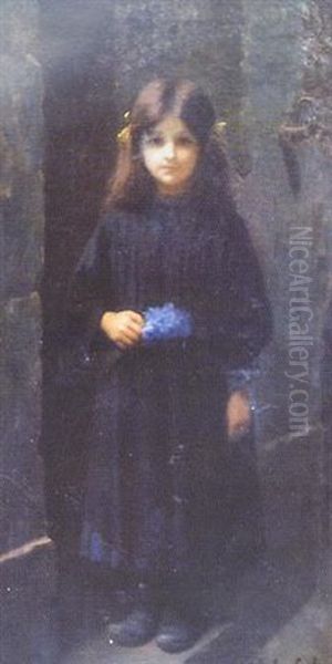 Petite Fille Aux Violettes Oil Painting by Gabriel De Cool