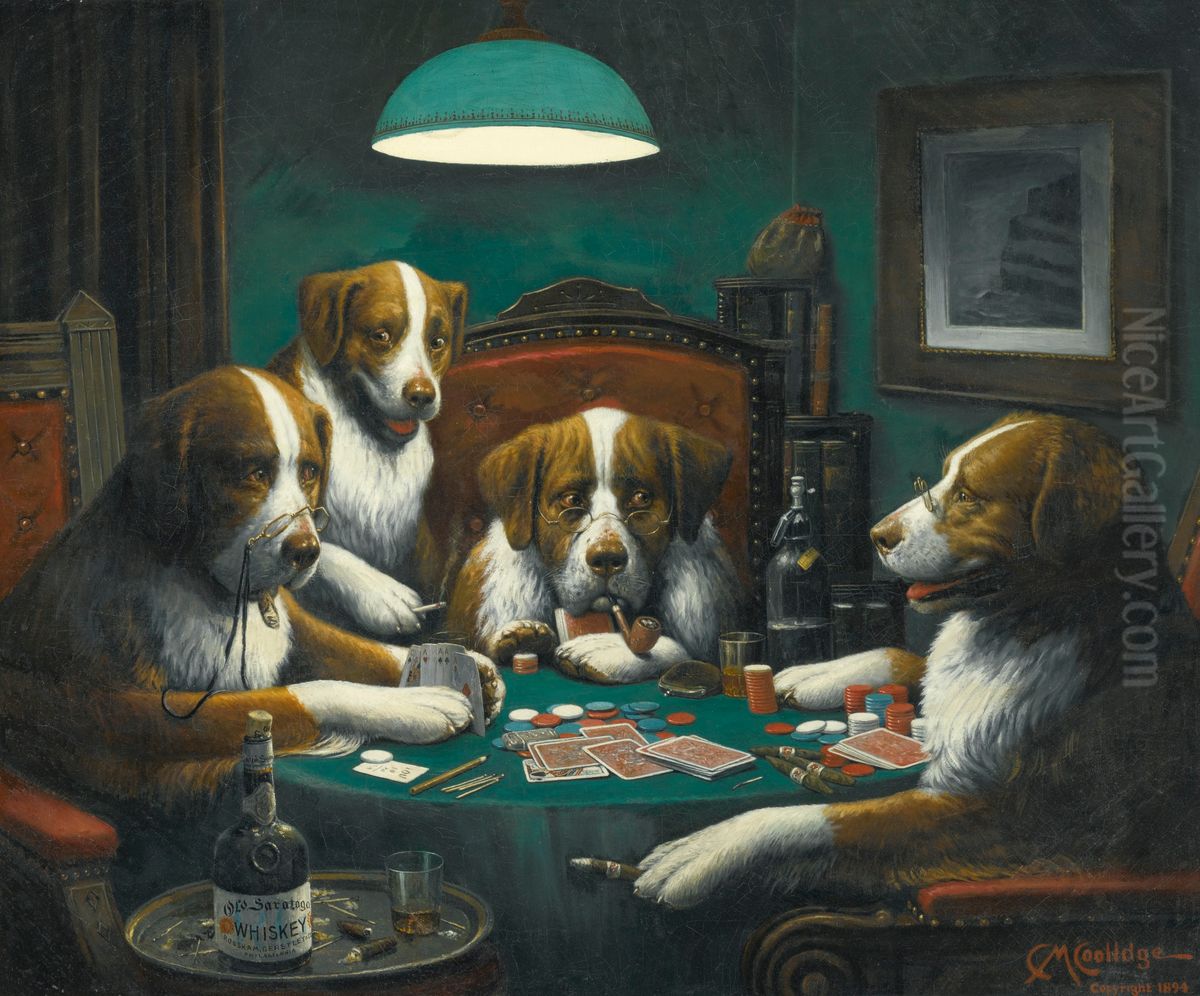 Poker Game Oil Painting by Cassius Marcellus Coolidge