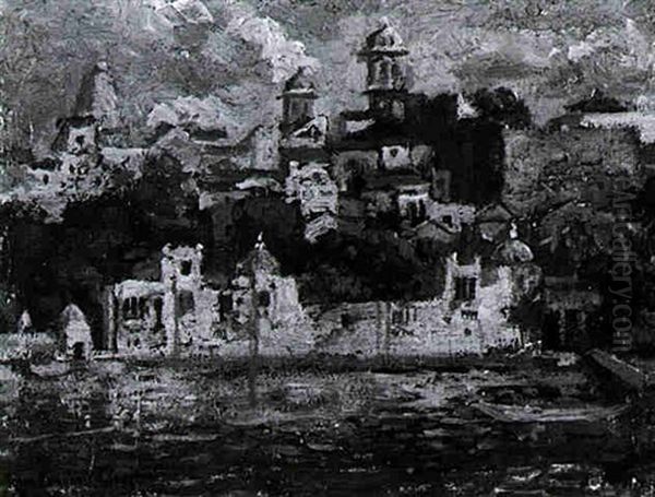 Town Skyline From The Water Oil Painting by Colin Campbell Cooper