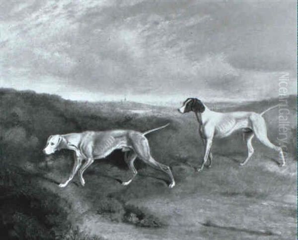 Two Pointers In A Landscape Oil Painting by Edwin Cooper