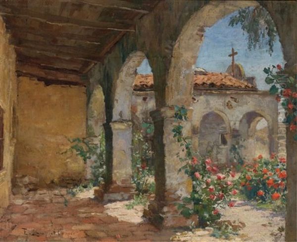 Garden At San Juan Capistrano Oil Painting by Emma Lampert Cooper