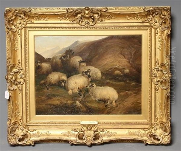 On The Hills, Sheep Reposing Oil Painting by Thomas Sidney Cooper