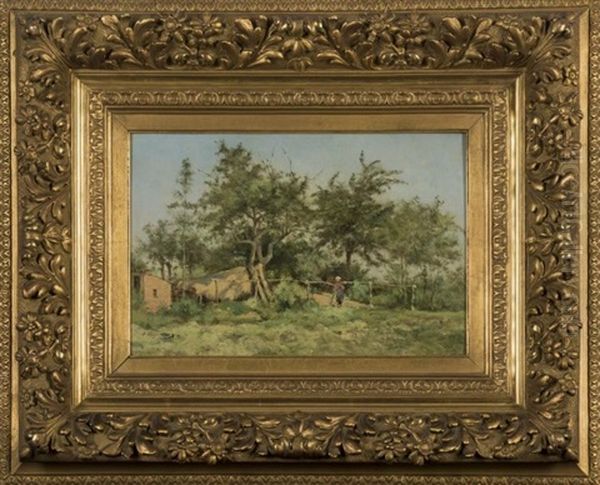 Paysanne Pres D'une Clairiere Oil Painting by Joseph Theodore Coosemans