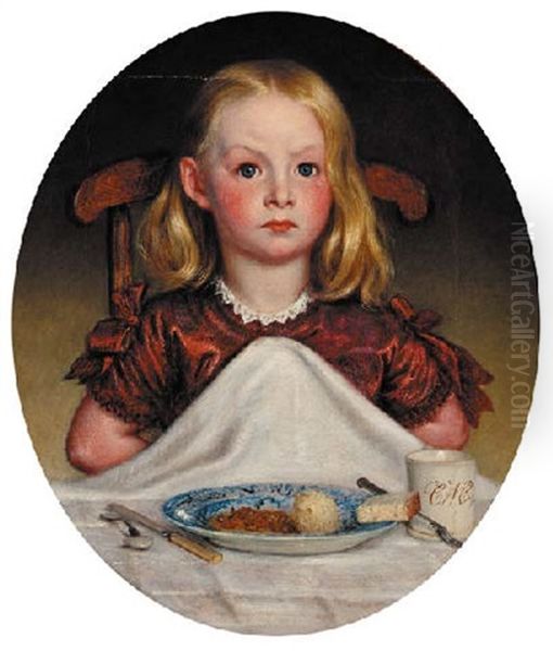 No More, Please - A Portrait Of The Artist's Daughter, Florence Cope Oil Painting by Charles West Cope