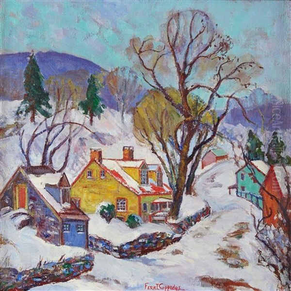 Little House At Lambertville (village Road) Oil Painting by Fern Isabel Coppedge