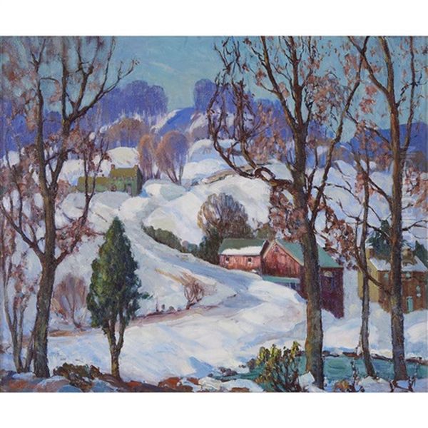 Bucks County In The Snow Oil Painting by Fern Isabel Coppedge