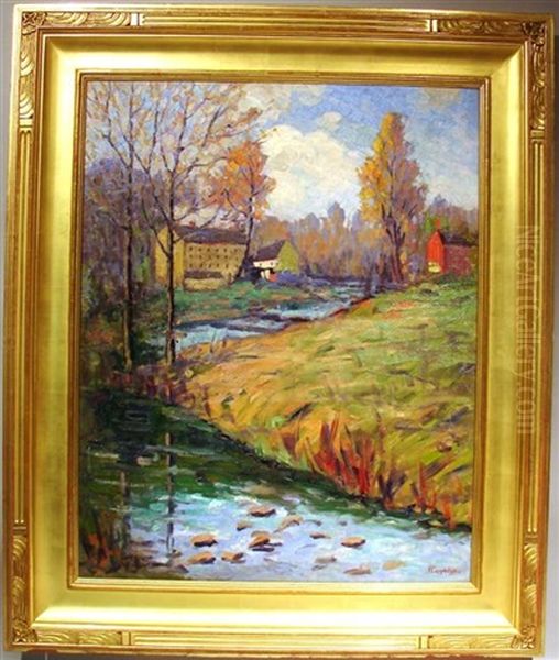 House Along The Stream Oil Painting by Fern Isabel Coppedge