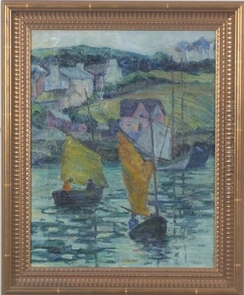 Sailboats Oil Painting by Fern Isabel Coppedge