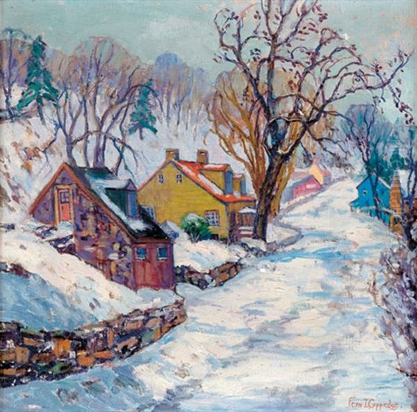 A Winter Road Oil Painting by Fern Isabel Coppedge
