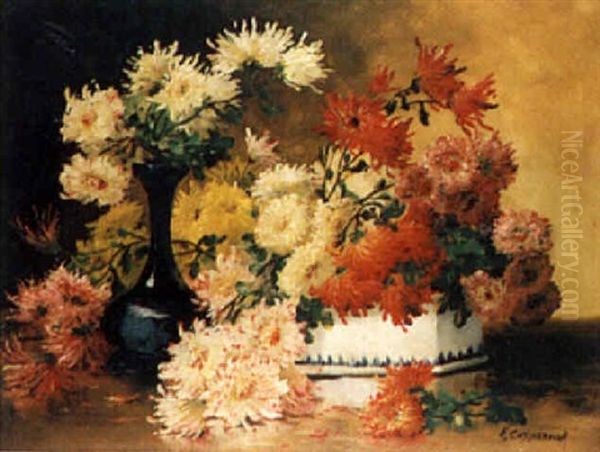 Still Life Of Flowers And A Vase Oil Painting by Edmond Van Coppenolle