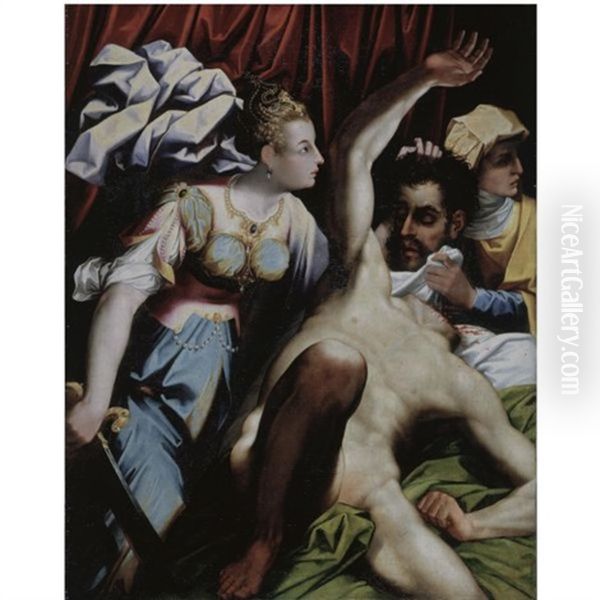 Judith With The Head Of Holofernes Oil Painting by Giacomo Coppi