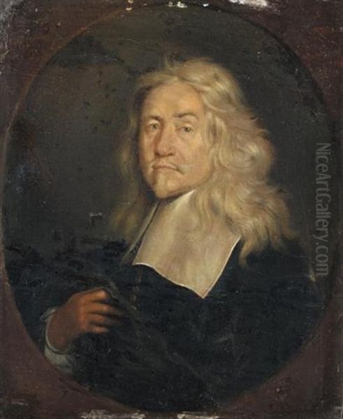 Portrait Of A Gentleman, Half Length, Wearing Black With A White Ruff (erasmus Quellinus?) Oil Painting by Gonzales Coques